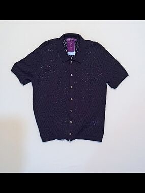 Ralph Lauren Purple Label Short-Sleeve Button-Down Knit Shirt